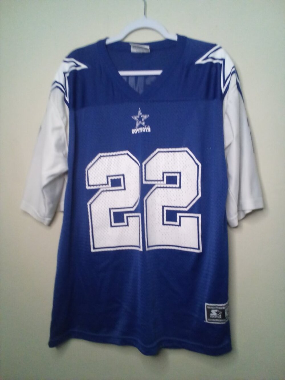 Vintage 1995 Starter Dallas Cowboys Jersey Men XL Emmitt Smith #22 Blue White - Picture 4 of 14